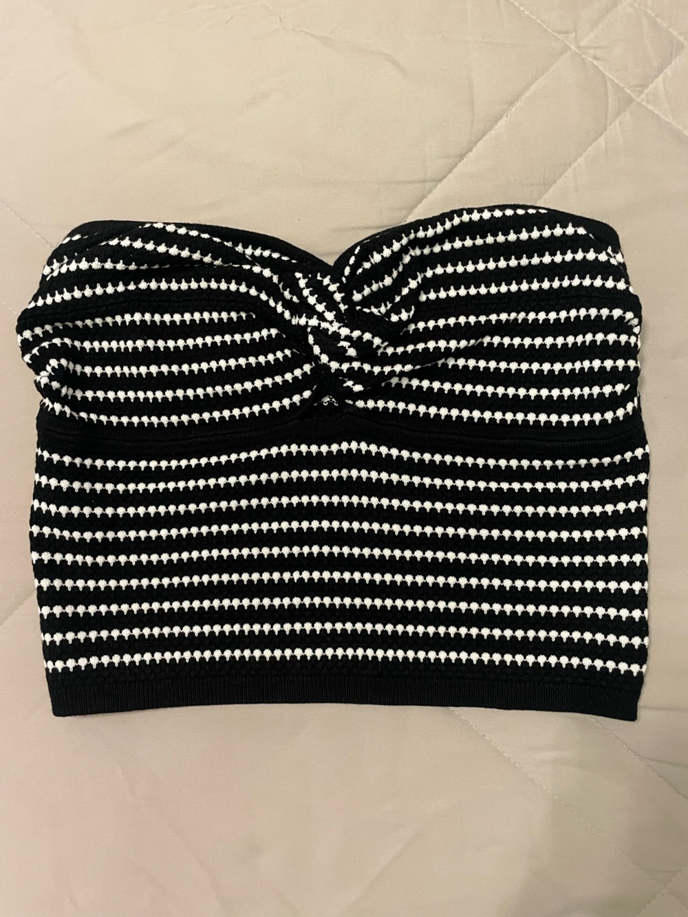 BOLD elements Black & White Striped Knit Crop Top